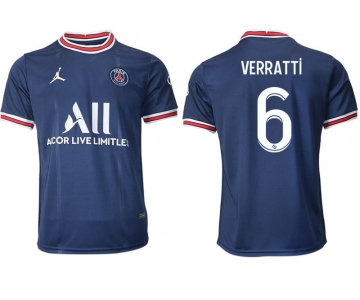 Men 2021-2022 Club Paris St German home aaa version blue 6 Soccer Jersey