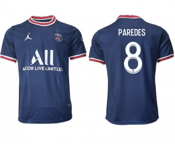 Men 2021-2022 Club Paris St German home aaa version blue 8 Soccer Jersey
