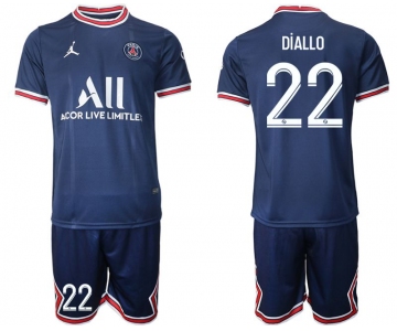 Men 2021-2022 Club Paris St German home blue 22 Soccer Jersey