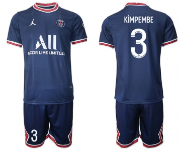 Men 2021-2022 Club Paris St German home blue 3 Soccer Jersey