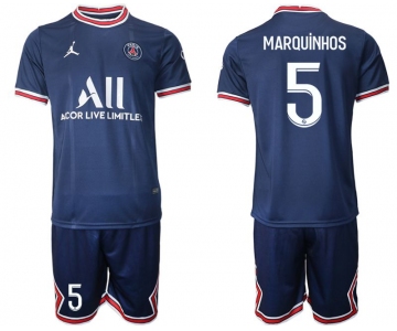 Men 2021-2022 Club Paris St German home blue 5 Soccer Jersey