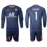 Men 2021-2022 Club Paris St German home blue Long Sleeve 1 Soccer Jersey