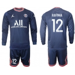 Men 2021-2022 Club Paris St German home blue Long Sleeve 12 Soccer Jersey