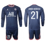 Men 2021-2022 Club Paris St German home blue Long Sleeve 21 Soccer Jersey