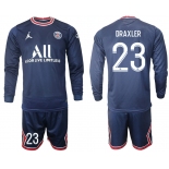 Men 2021-2022 Club Paris St German home blue Long Sleeve 23 Soccer Jersey