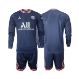 Men 2021-2022 Club Paris St German home blue long sleeves Soccer Jersey