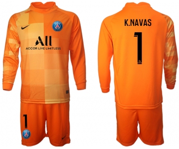 Men 2021-2022 Club Paris St German orange red goalkeeper Long Sleeve 1 Soccer Jersey