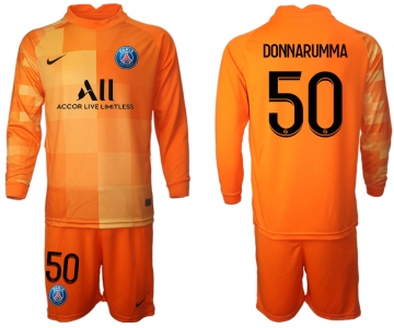 Men 2021-2022 Club Paris St German orange red goalkeeper Long Sleeve 50 Soccer Jersey
