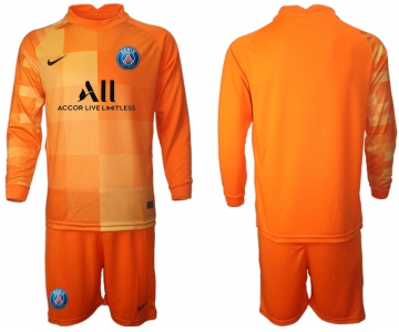 Men 2021-2022 Club Paris St German orange red goalkeeper Long Sleeve blank Soccer Jersey