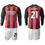 2020-2021 club AC milan home long sleeve 21 red Soccer Jerseys