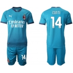 Men 2020-2021 club AC milan away 14 blue Soccer Jerseys