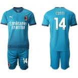 Men 2020-2021 club AC milan away 14 blue Soccer Jerseys