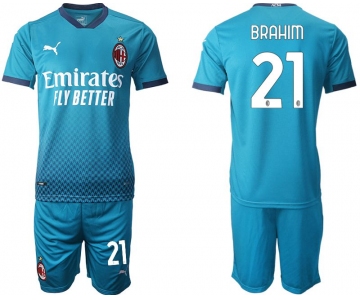 Men 2020-2021 club AC milan away 21 blue Soccer Jerseys