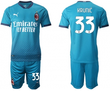 Men 2020-2021 club AC milan away 33 blue Soccer Jerseys