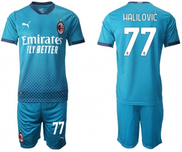 Men 2020-2021 club AC milan away 77 blue Soccer Jerseys