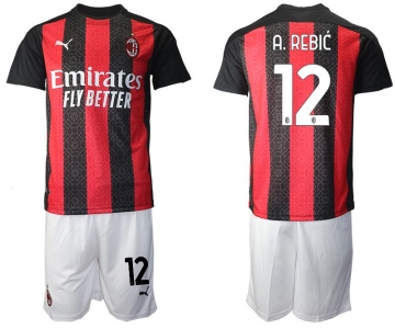 Men 2020-2021 club AC milan home 12 red Soccer Jerseys