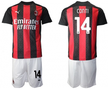 Men 2020-2021 club AC milan home 14 red Soccer Jerseys