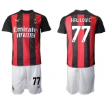 Men 2020-2021 club AC milan home 77 red Soccer Jerseys