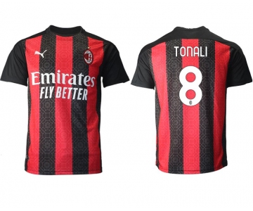 Men 2020-2021 club AC milan home aaa version 8 red Soccer Jerseys
