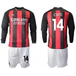 Men 2020-2021 club AC milan home long sleeve 14 red Soccer Jerseys