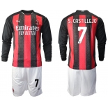 Men 2020-2021 club AC milan home long sleeve 7 red Soccer Jerseys1