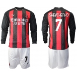 Men 2020-2021 club AC milan home long sleeve 7 red Soccer Jerseys