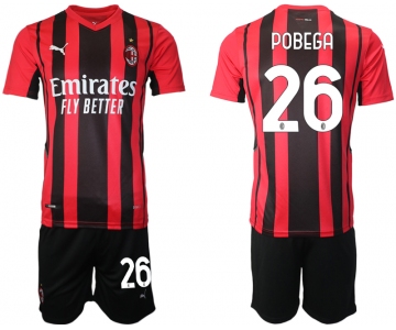 Men 2021-2022 Club AC Milan home red 26 Soccer Jersey