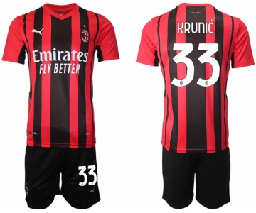 Men 2021-2022 Club AC Milan home red 33 Soccer Jersey