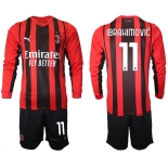 Men 2021-2022 Club Ac Milan home red Long Sleeve 11 Soccer Jersey