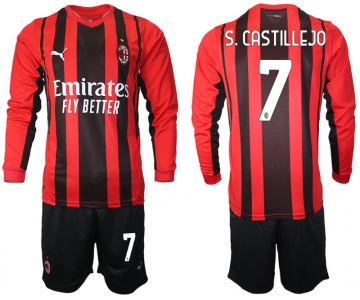 Men 2021-2022 Club Ac Milan home red Long Sleeve 7 Soccer Jerseys