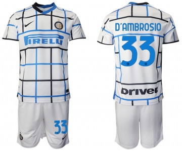 Men 2020-2021 club Inter milan away 33 white Soccer Jerseys