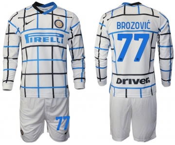 Men 2020-2021 club Inter milan away long sleeve 77 white Soccer Jerseys