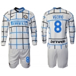 Men 2020-2021 club Inter milan away long sleeve 8 white Soccer Jerseys