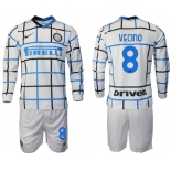 Men 2020-2021 club Inter milan away long sleeve 8 white Soccer Jerseys