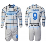 Men 2020-2021 club Inter milan away long sleeve 9 white Soccer Jerseys