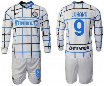 Men 2020-2021 club Inter milan away long sleeve 9 white Soccer Jerseys