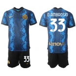 Men 2021-2022 Club Inter Milan home blue 33 Nike Soccer Jersey