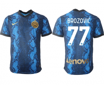 Men 2021-2022 Club Inter Milan home blue aaa versio 77 Nike Soccer Jersey