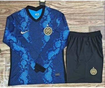 Men 2021-2022 Club Inter Milan home blue blank Nike Soccer long sleeve Jersey