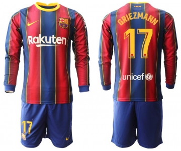 Men 2020-2021 club Barcelona home long sleeve 17 red Soccer Jerseys