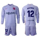 Men 2021-2022 Club Barcelona Second away purple Long Sleeve 12 Soccer Jersey