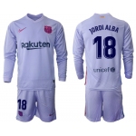 Men 2021-2022 Club Barcelona Second away purple Long Sleeve 18 Soccer Jersey