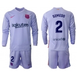 Men 2021-2022 Club Barcelona Second away purple Long Sleeve 2 Soccer Jersey