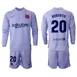 Men 2021-2022 Club Barcelona Second away purple Long Sleeve 20 Soccer Jersey