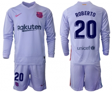Men 2021-2022 Club Barcelona Second away purple Long Sleeve 20 Soccer Jersey