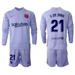 Men 2021-2022 Club Barcelona Second away purple Long Sleeve 21 Soccer Jersey