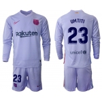 Men 2021-2022 Club Barcelona Second away purple Long Sleeve 23 Soccer Jersey