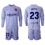 Men 2021-2022 Club Barcelona Second away purple Long Sleeve 23 Soccer Jersey