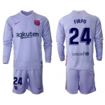 Men 2021-2022 Club Barcelona Second away purple Long Sleeve 24 Soccer Jersey