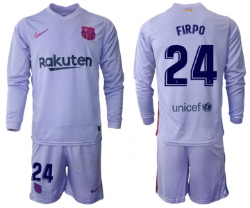 Men 2021-2022 Club Barcelona Second away purple Long Sleeve 24 Soccer Jersey